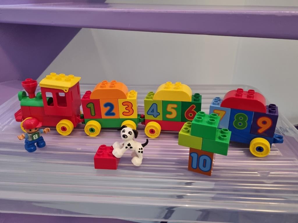 Duplo getallen trein met poppetje en hondje, Kinderen en Baby's, Ophalen of Verzenden