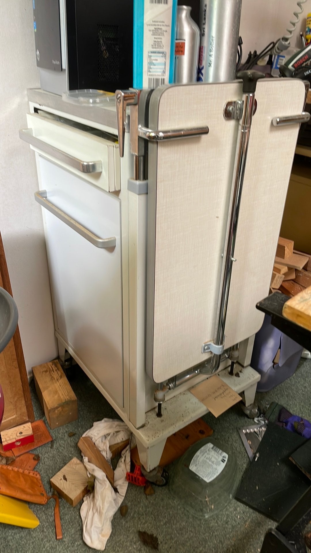 Ziekenhuis kastje/tafeltje, Huis en Inrichting, Tafels | Bijzettafels, Ophalen, Gebruikt, Metaal of Aluminium, 75 cm of meer