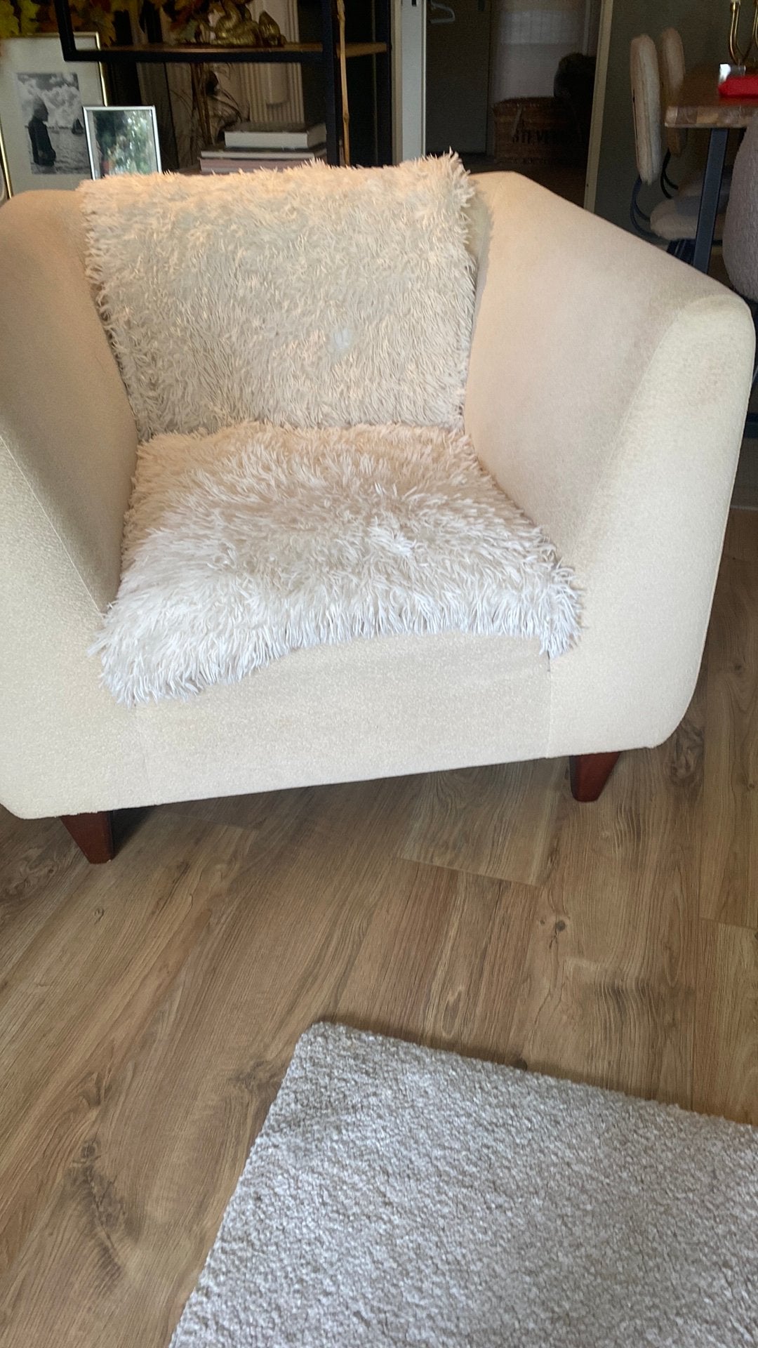 Prachtige ruime Design  fauteuill crèmekleurig, Ophalen, Gebruikt, Eenpersoons, 75 tot 100 cm