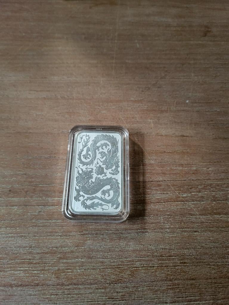 Rechthoekige Dragon 2020 1 oz Zilveren Munt, Ophalen of Verzenden, Overige landen, Losse munt, Zilver