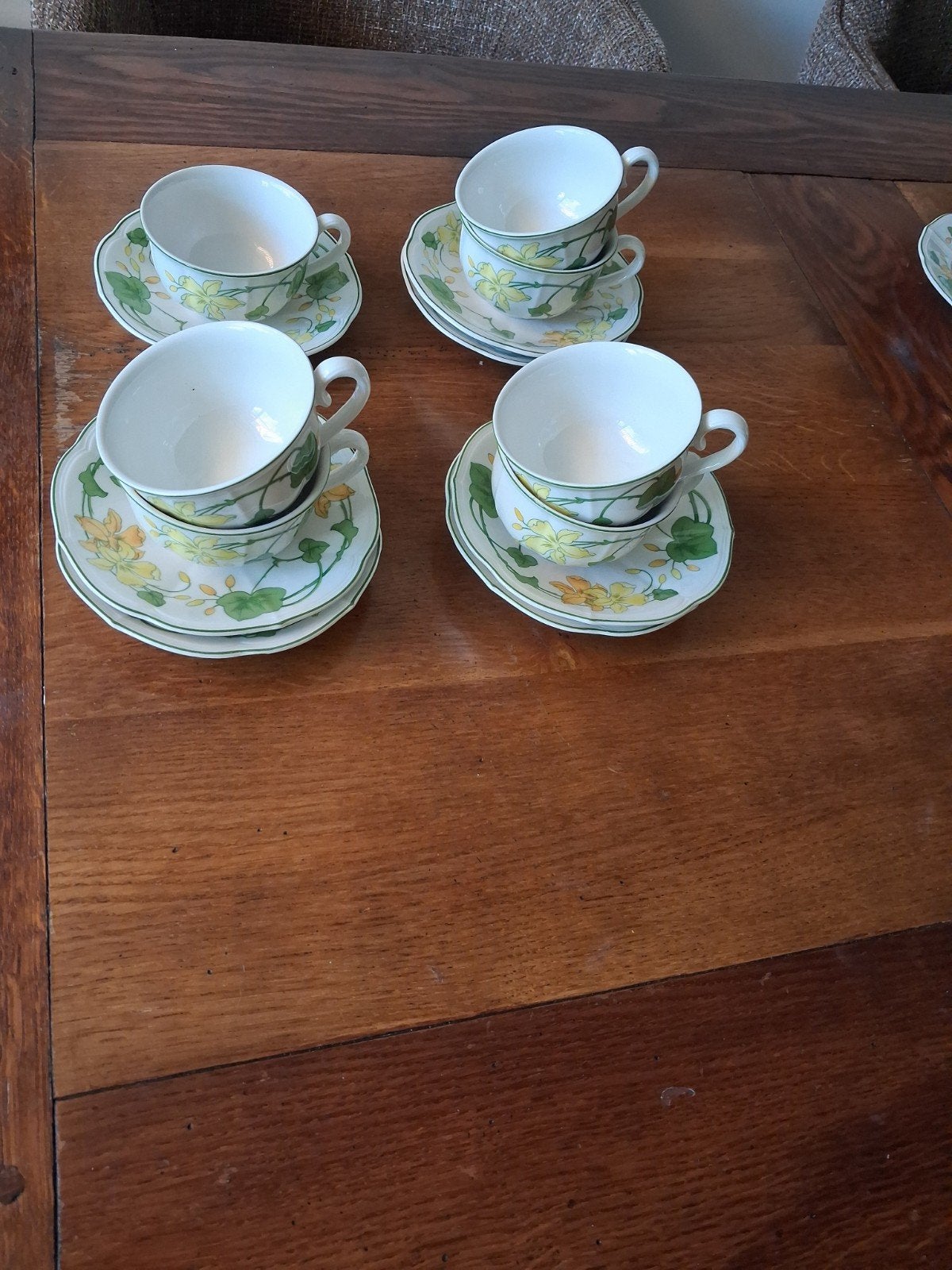 7 theekop en schotel van Geranium Villeroy & Boch Malva, Huis en Inrichting, Keuken | Servies, Ophalen, Villeroy & Boch, Vintage