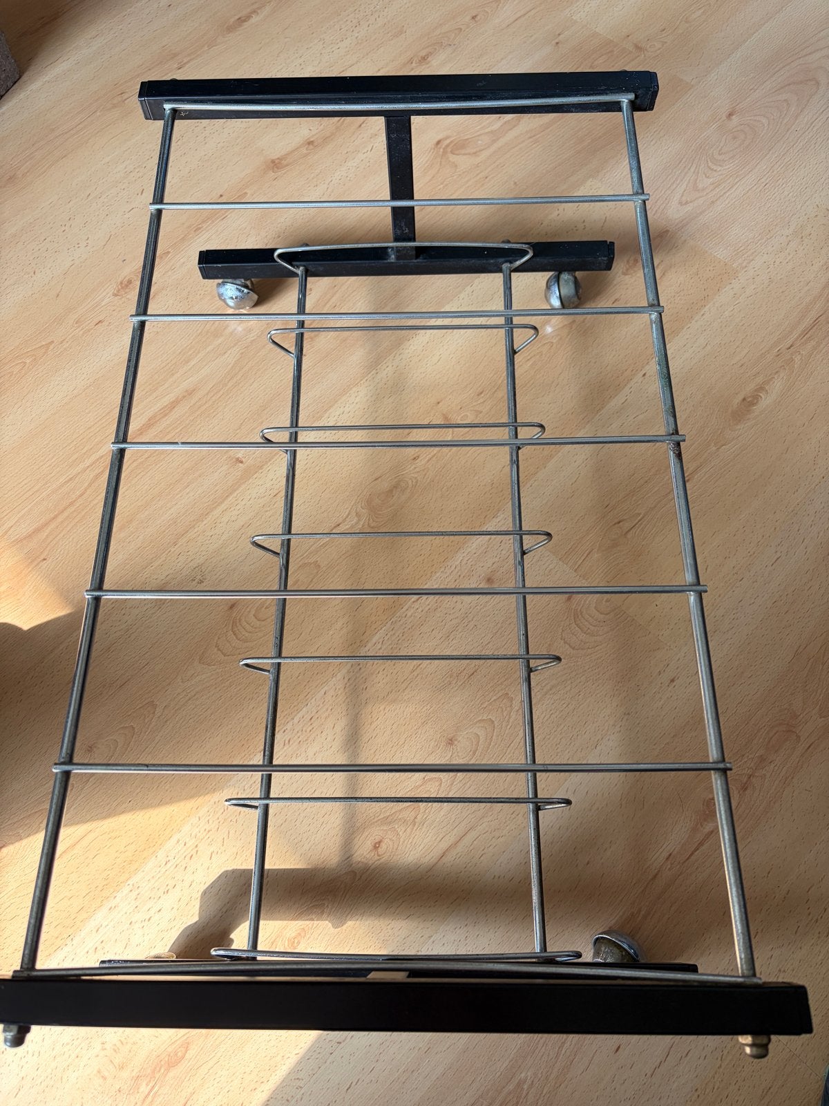 Retro Vintage Verrijdbaar LP Meubel op Wielen, Ophalen, Gebruikt, Metaal, Minder dan 25 discs