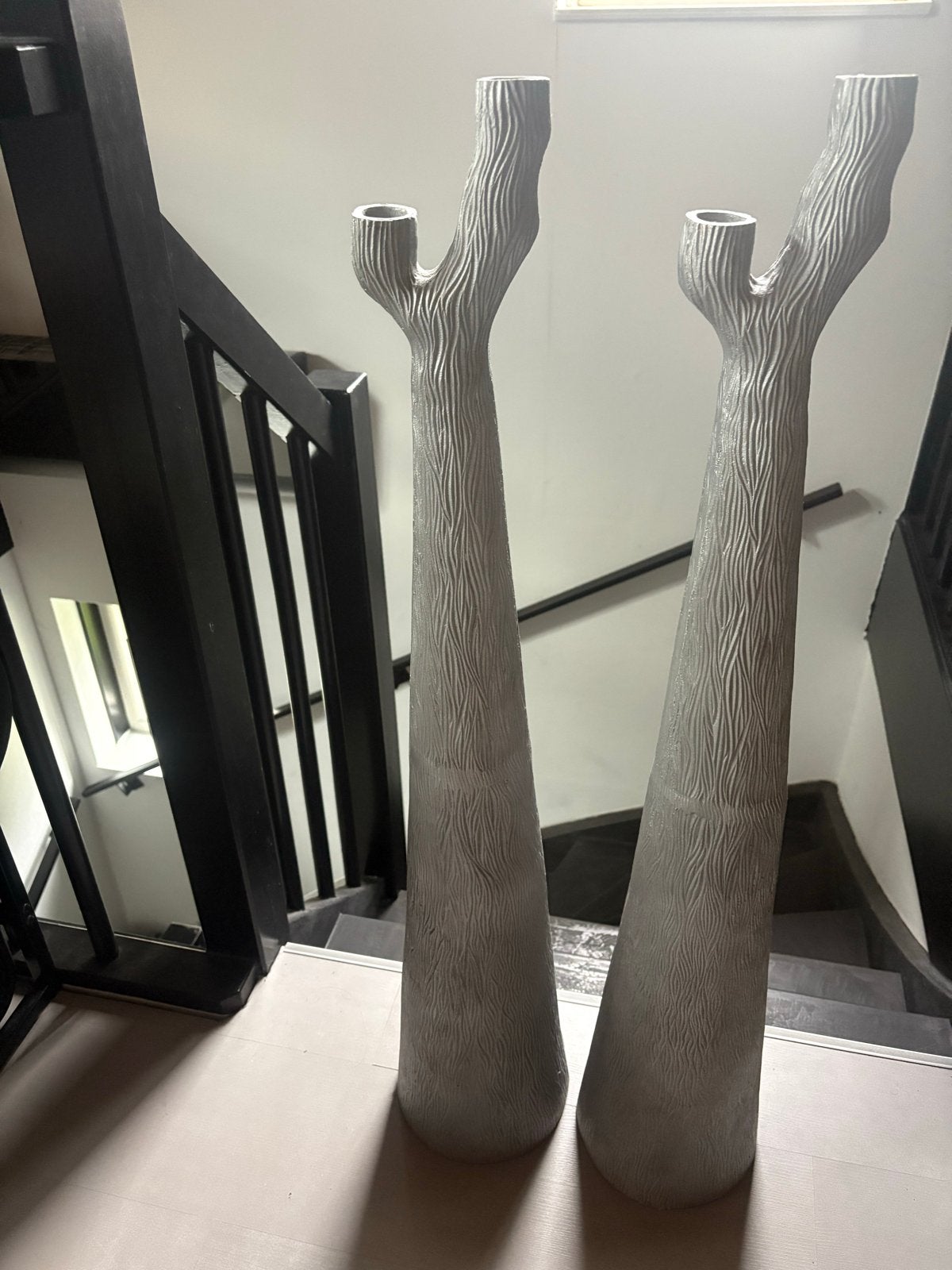 Set van 2 hoge vazen, boomstam design, 100cm, Huis en Inrichting, Woonaccessoires | Vazen, Ophalen, Zo goed als nieuw, 100 cm