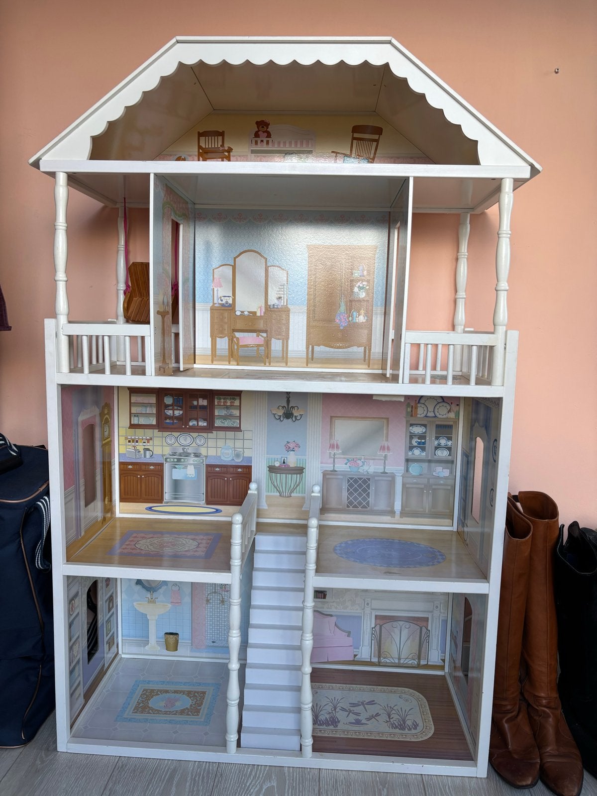 Groot KidKraft Houten Poppenhuis met schommel, Ophalen, Gebruikt, Poppenhuis