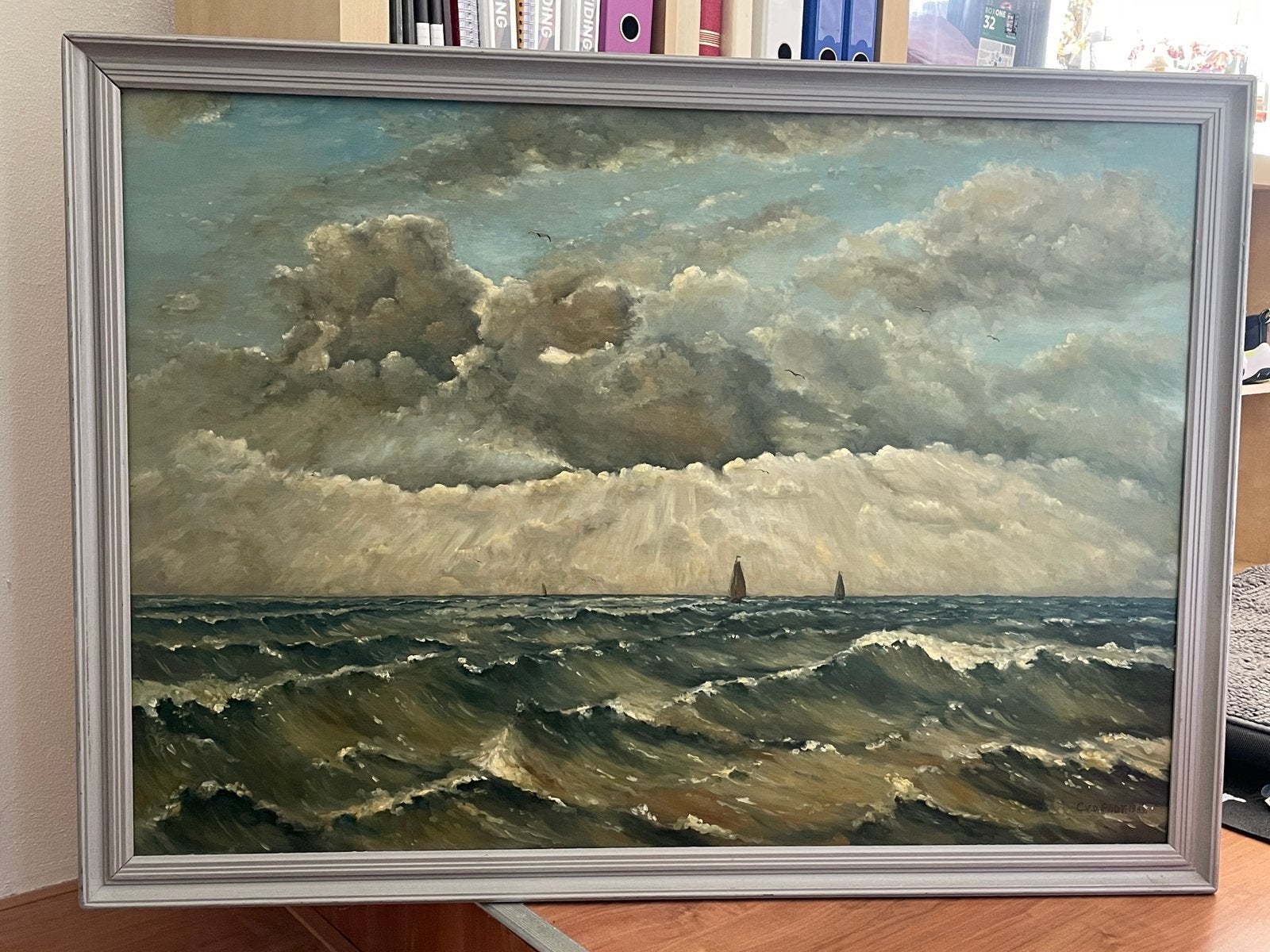 Zeegezicht Cor v.d. Padt, Antiek en Kunst, Kunst | Schilderijen | Klassiek, Ophalen, Gedateerd, Olieverf, Maritiem / water