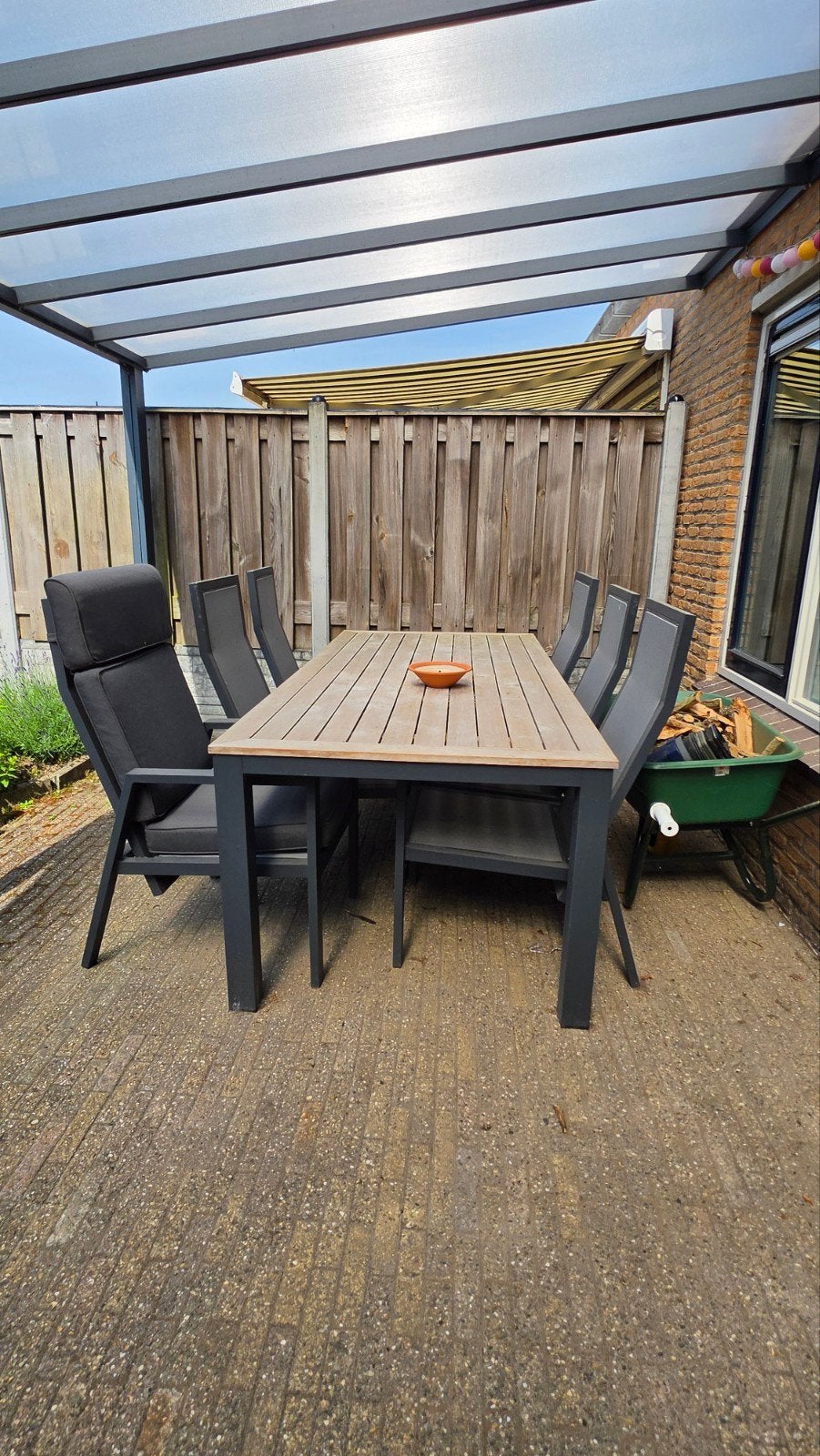 6 persoons tuinset te koop, Tuin en Terras, Ophalen, Gebruikt, 6 zitplaatsen, Aluminium