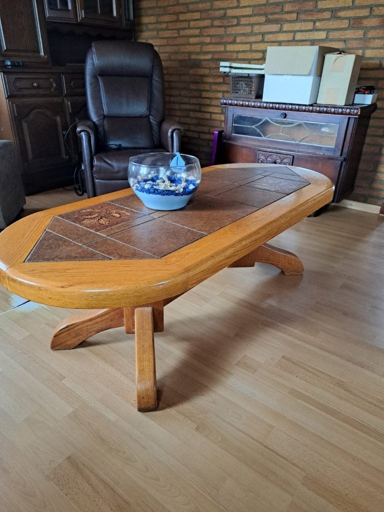 salontafel met tegel inleg, Ophalen, Minder dan 50 cm, Gebruikt, 100 tot 150 cm