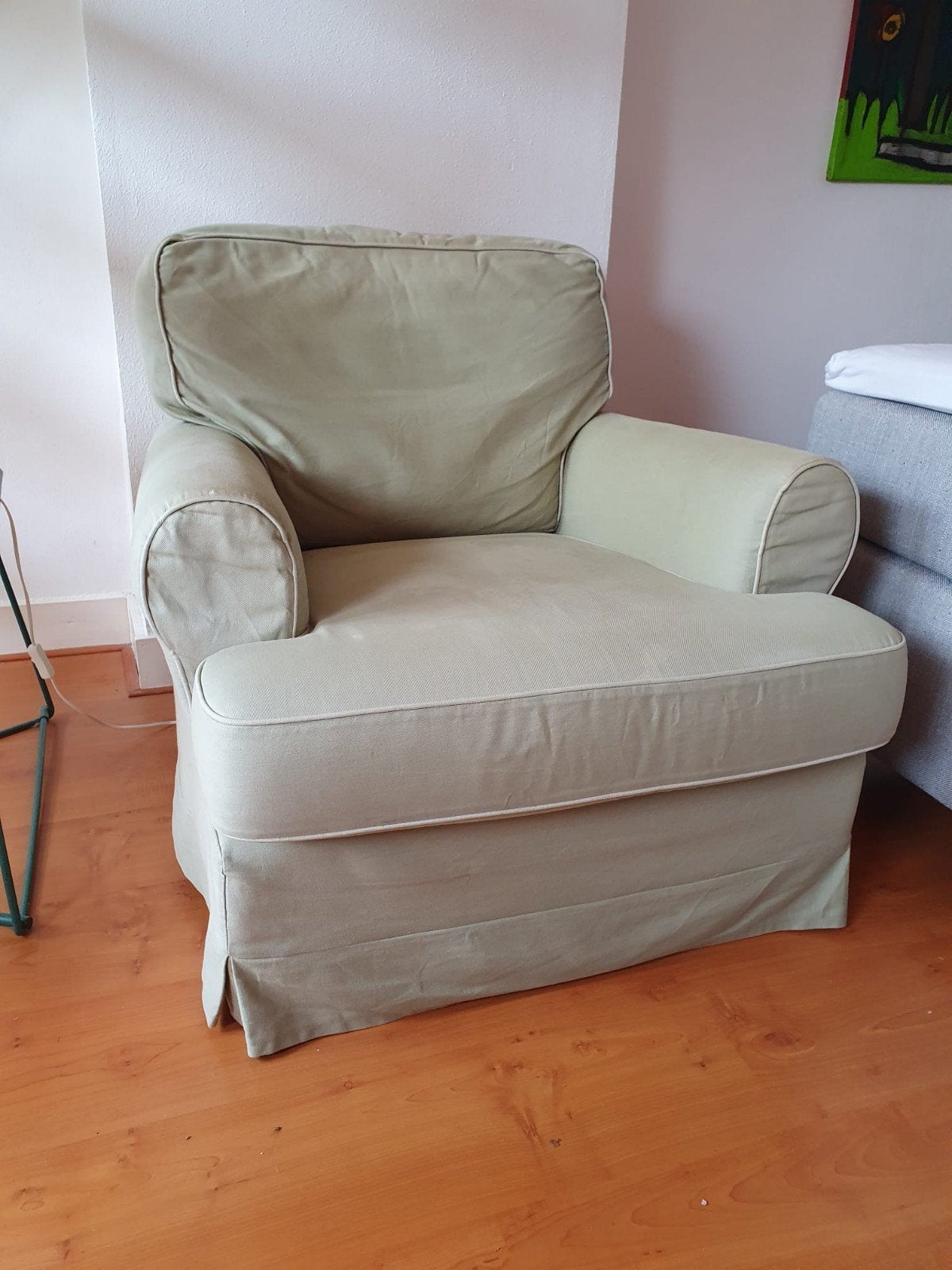 lichtgroene fauteuil van ikea en bijbehorende poef gratis, Ophalen of Verzenden, Gebruikt, Eén
