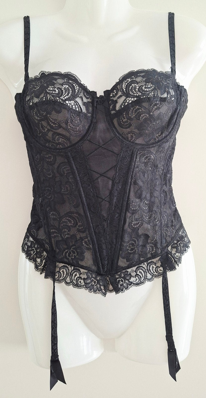 Sexy torselet zwart met kant maat 70C/D, Verzenden, Zwart