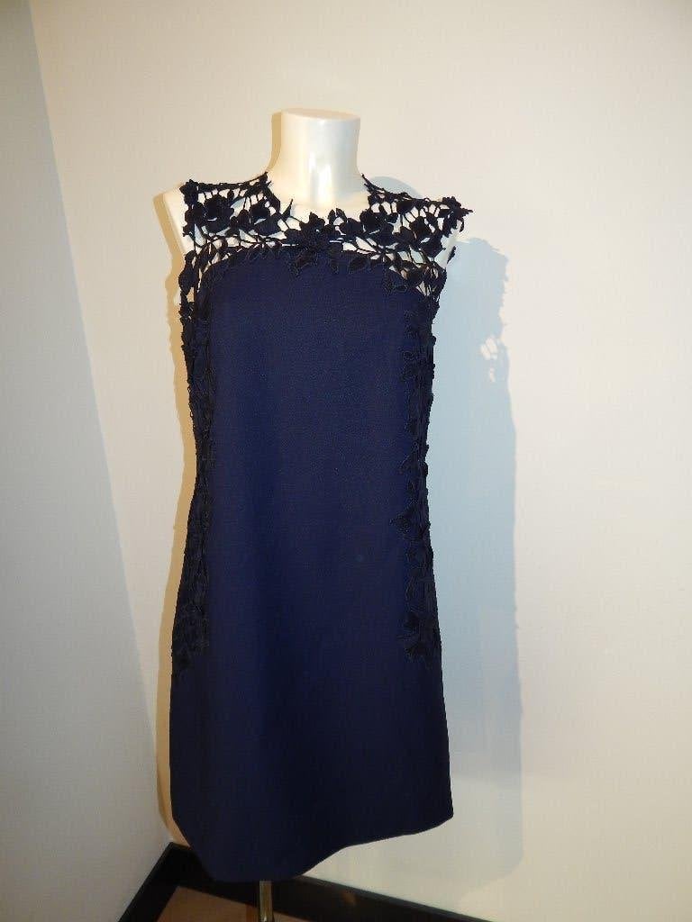 Ted Baker nacht blauwe jurk gehaakte open gewerkte stof 3/40
