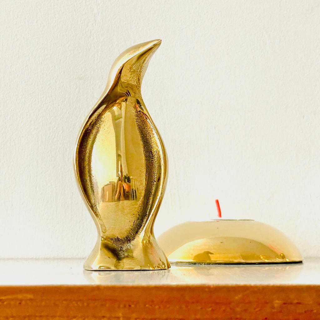 vintage messing PINGUIN massief brass beeld MidCentury, Antiek en Kunst, Antiek | Koper en Brons, Ophalen of Verzenden, Koper