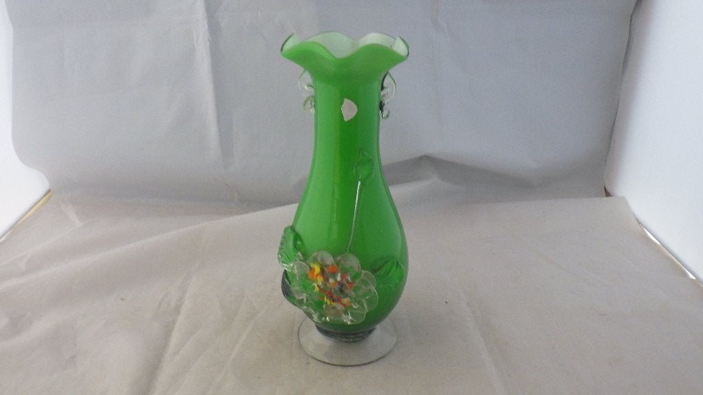 mooie groene murano vaas, Ophalen of Verzenden, Gebruikt, Glas