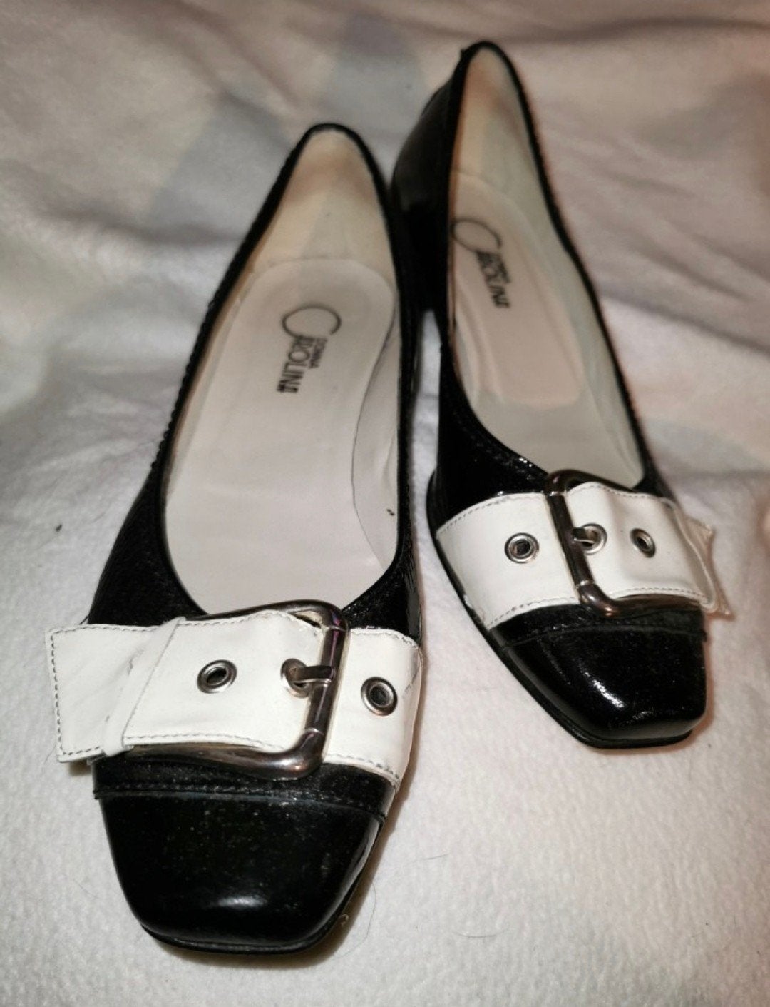 Pump Donna Carolina zwart wit mt38 lakleer Leer zgan
Doe een, Ophalen of Verzenden, Zo goed als nieuw, Zwart