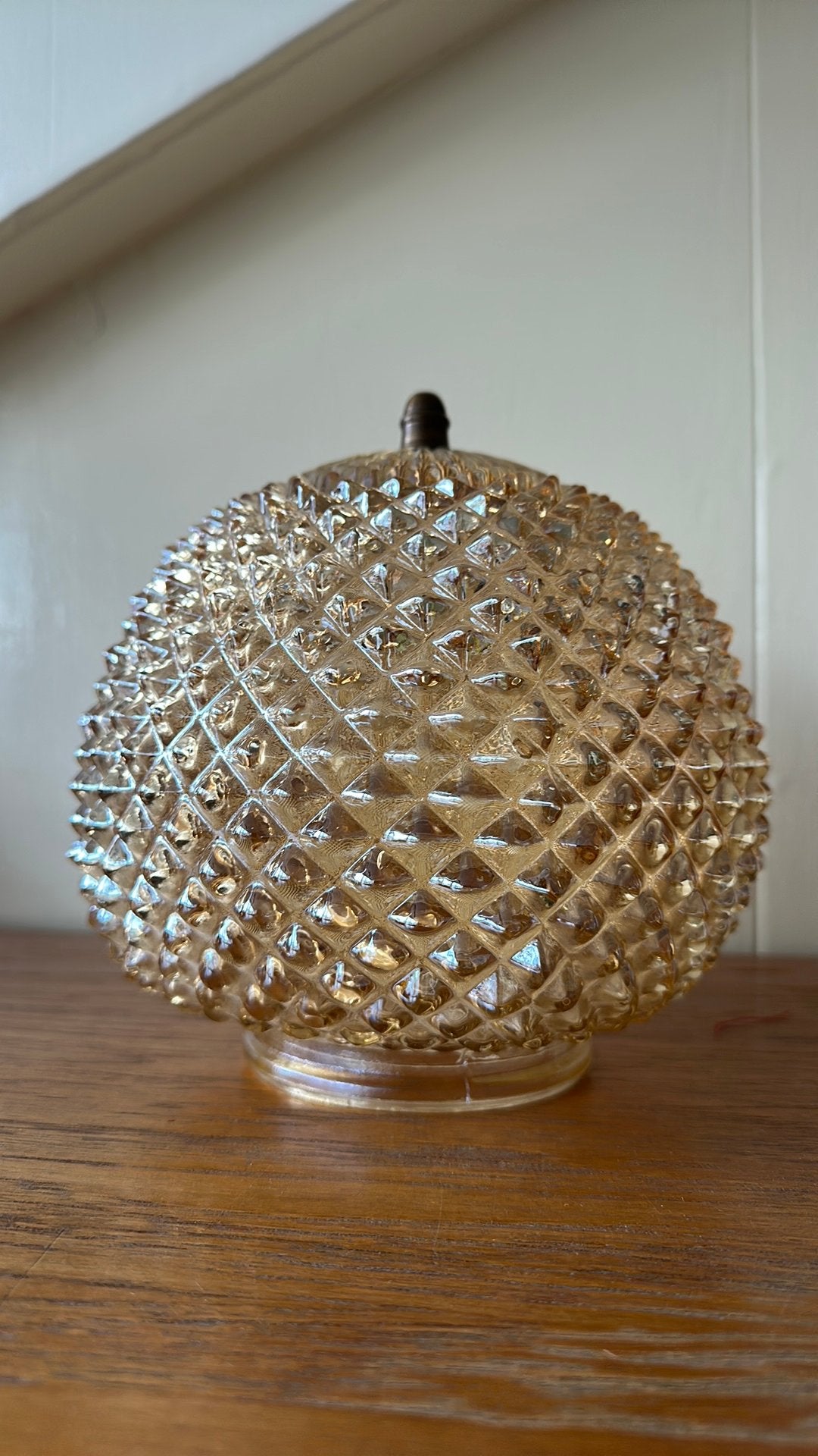 Vintage, amberkleurige, glazen lampenkap, Ophalen of Verzenden, Zo goed als nieuw, Glas, Vintage, klassiek