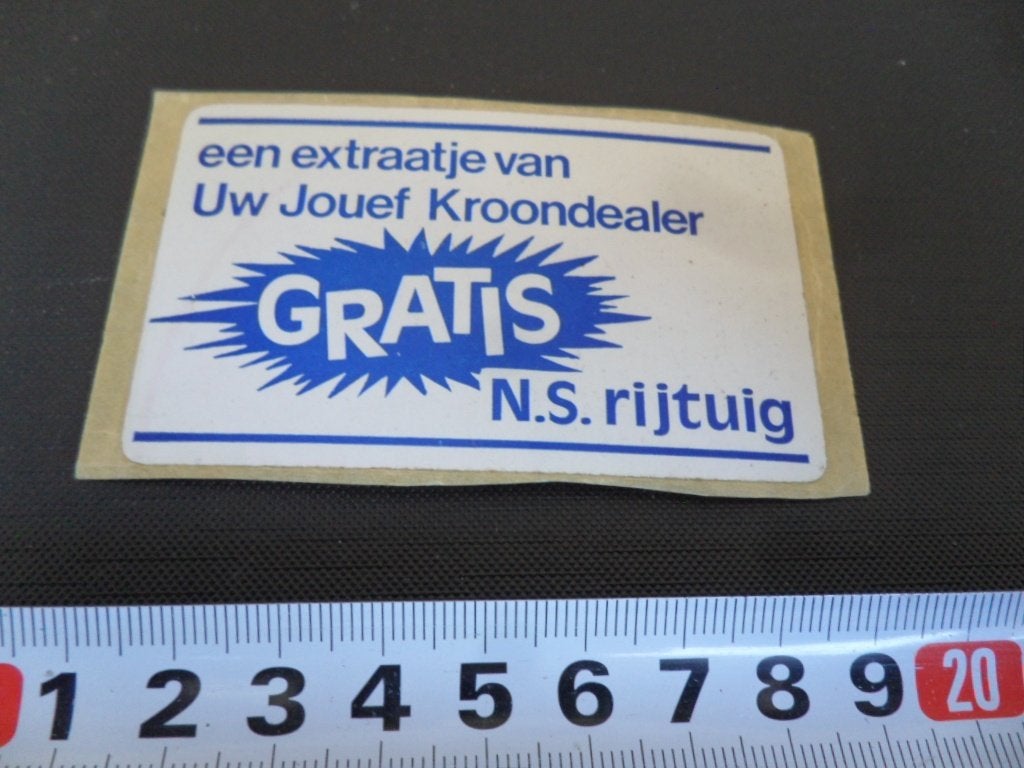 sticker een extraatje van uw JOUEF Kroondealer N.S. rijtuig, Verzamelen, Ophalen, Zo goed als nieuw