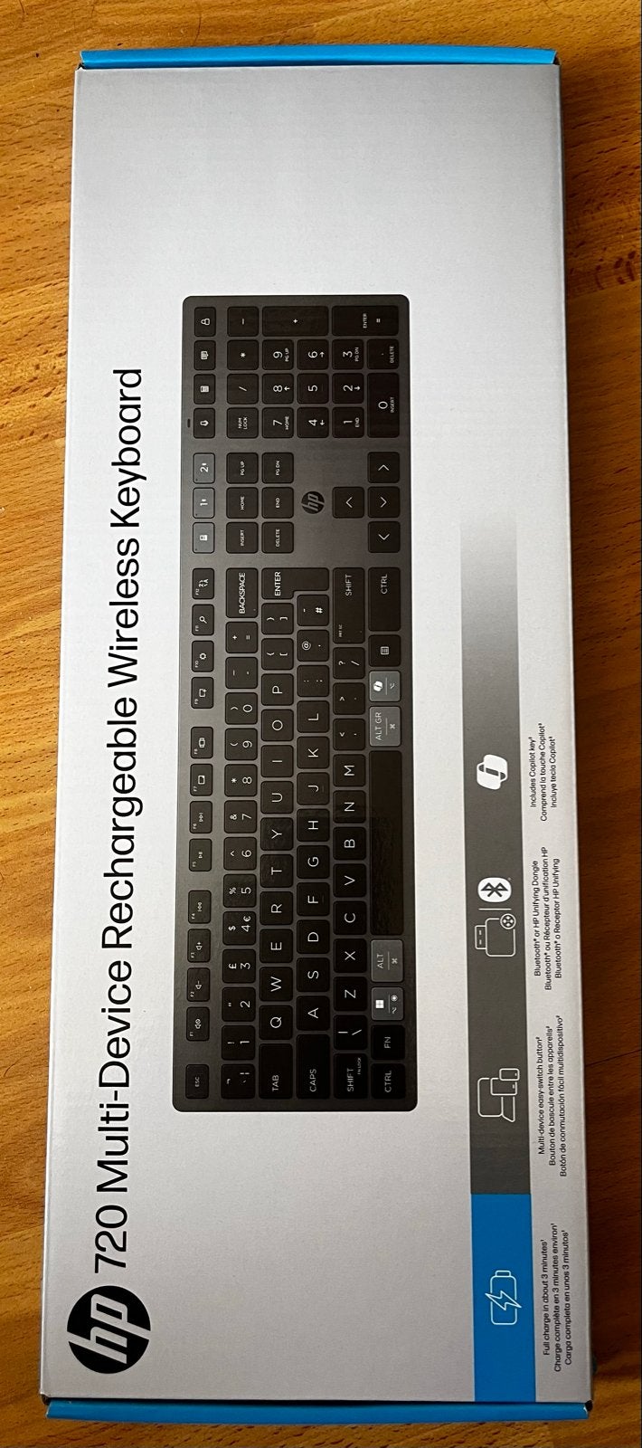 HP 720 Multi-Device Oplaadbaar Draadloos Toetsenbord, Computers en Software, Draadloze ontvanger, Nieuw, Ophalen of Verzenden