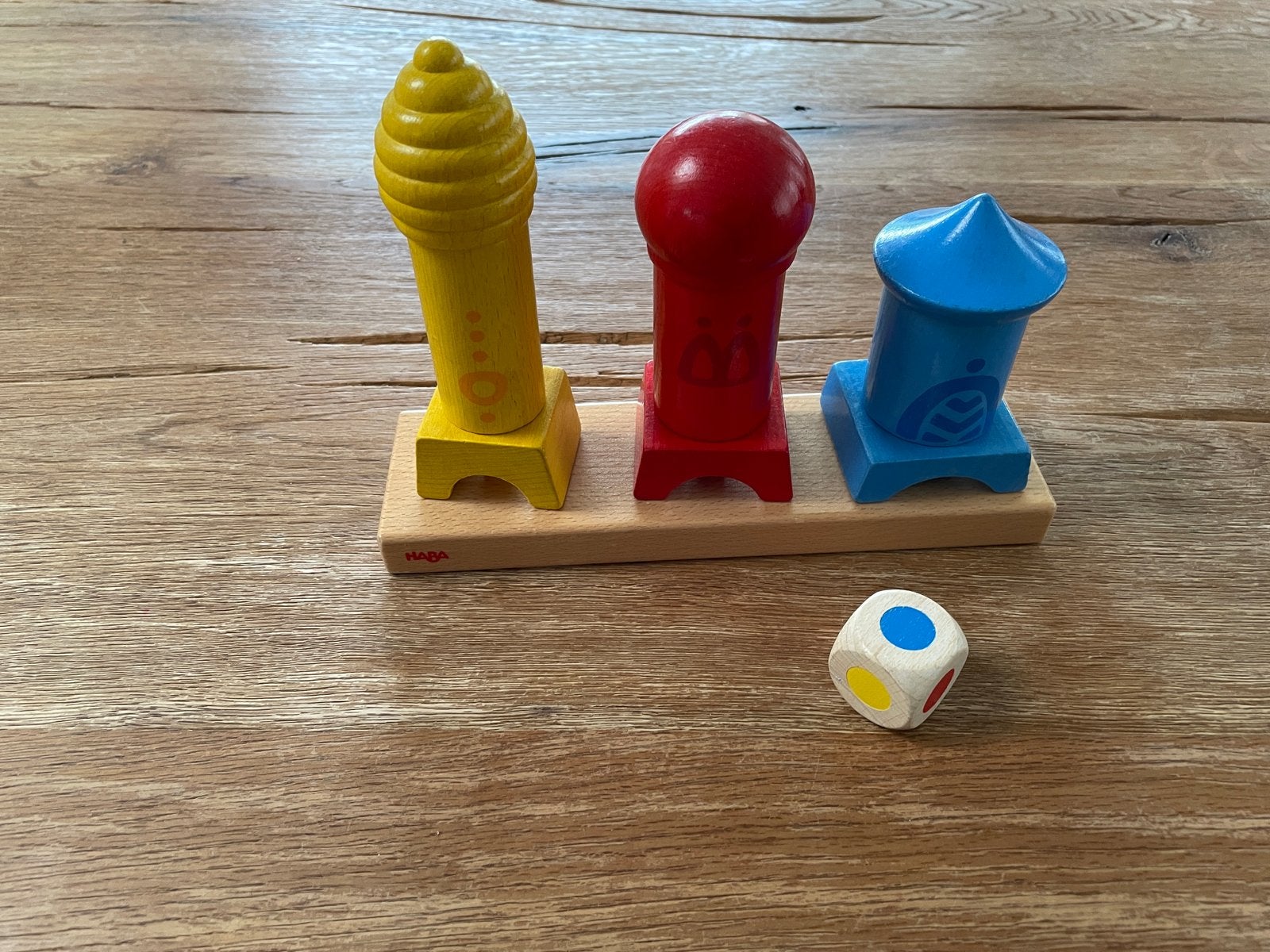 HABA Houten Vormenstoof met dobbelsteen, Ophalen of Verzenden, Zo goed als nieuw, Knutselen