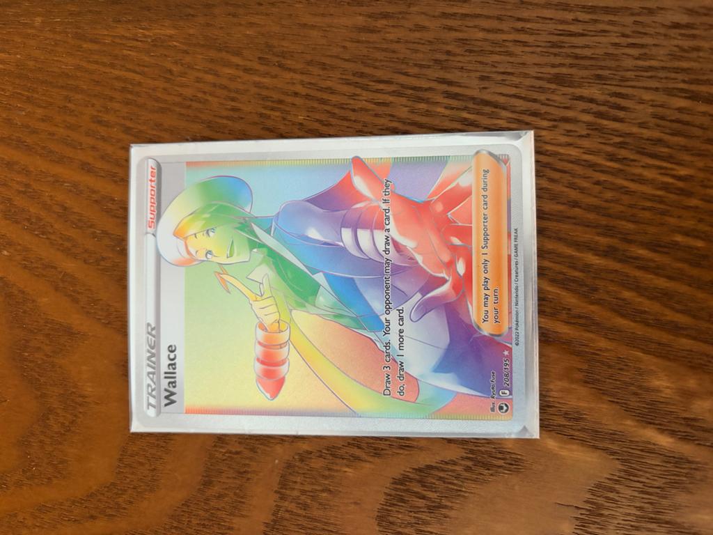 Wallace Trainer Full Art Rainbow Rare Pokémon Kaart, Ophalen of Verzenden, Zo goed als nieuw, Losse kaart, Foil