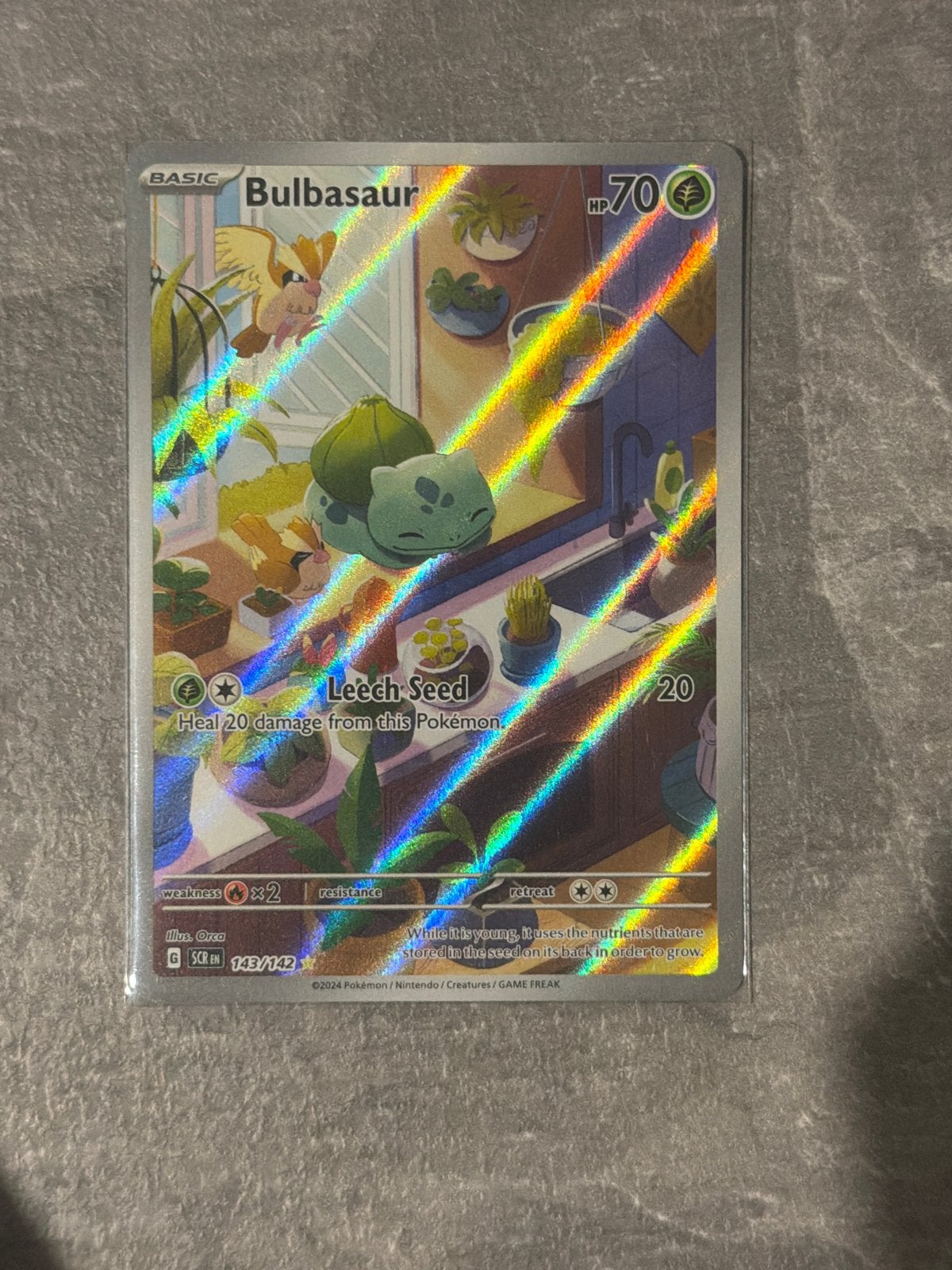 Bulbasaur Illustrated Rare Stellar Crown Super Conditie, Ophalen of Verzenden, Nieuw, Losse kaart, Foil