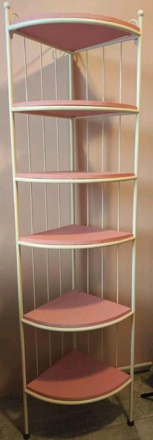 Roze metalen hoekkast met planken, Ophalen, Gebruikt