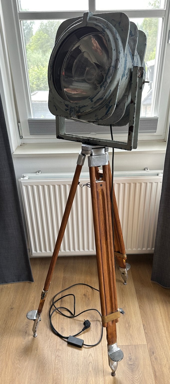 Vintage handgemaakte industriële scheepslamp op statief, Ophalen