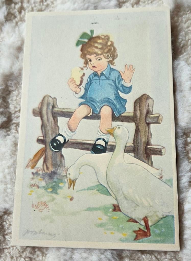 Meisje met ganzen - Joop Dam, Verzamelen, Ansichtkaarten | Themakaarten, Verzenden, 1940 tot 1960, Ongelopen, Kinderen