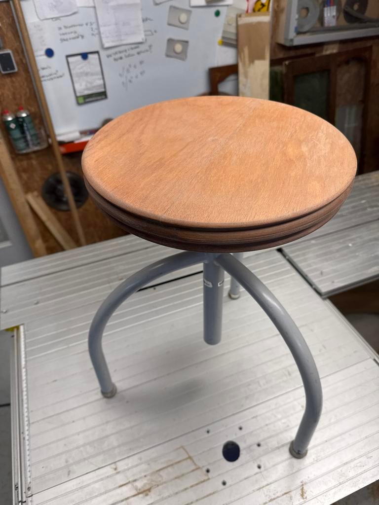 Houten kruk met metalen frame industrieel vintage krukje, Ophalen, Gebruikt, Hout, Eén