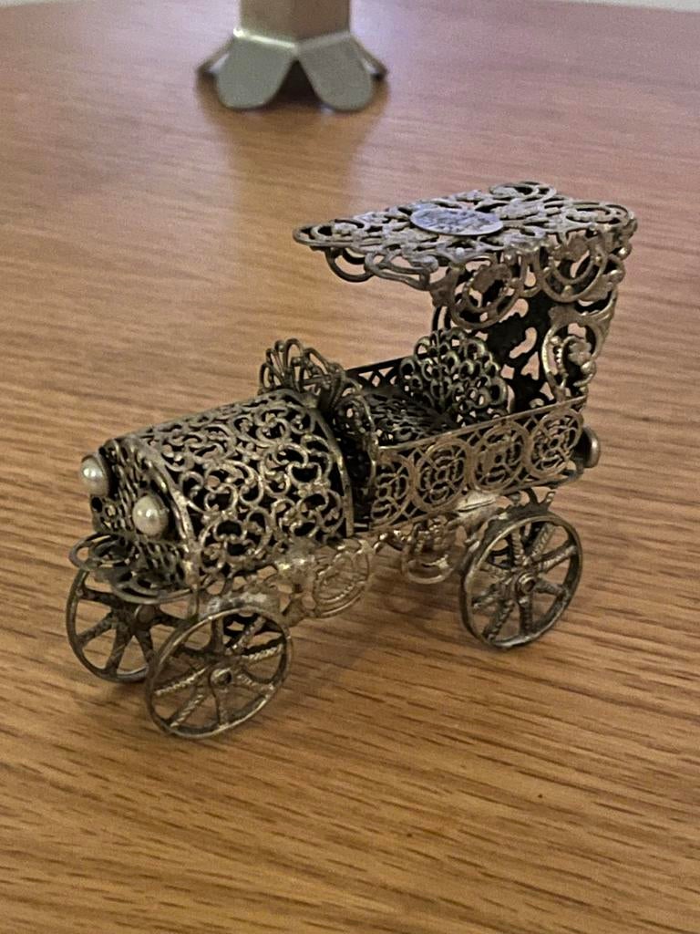 Vintage zilveren Miniatuur Koets, Ophalen of Verzenden