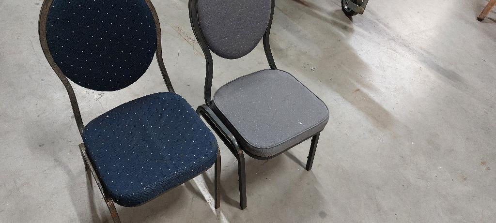 2 x Stackchair voor schaftkeet € 7.50 samen, Huis en Inrichting, Stoelen, Ophalen, Gebruikt, Twee, Blauw