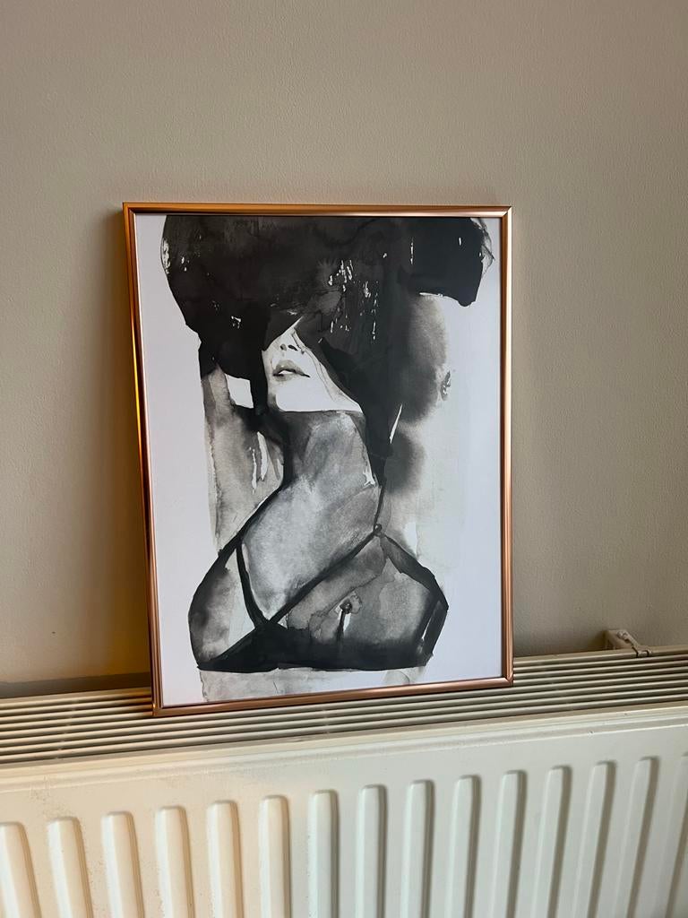 Poster met brons-roze frame 40x30 cm, Ophalen of Verzenden, Nieuw, Overige materialen, Minder dan 50 cm