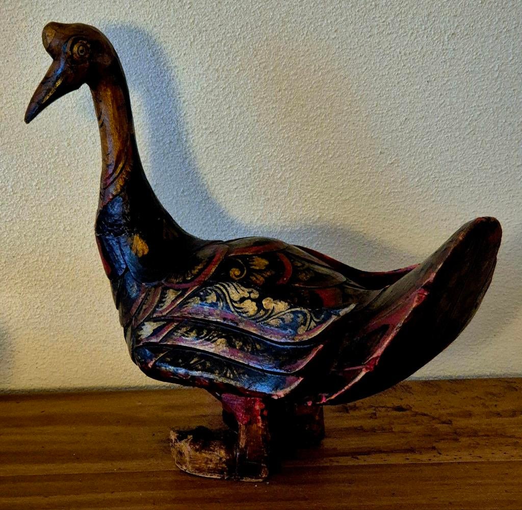 Vintage houten zwaan- of eendfiguur uit Indonesie., Ophalen of Verzenden