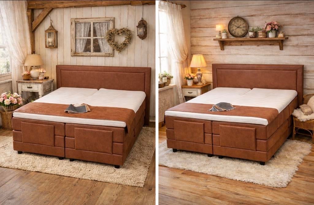 Luxe Elektrische Boxspring compleet €1799,-, Ophalen, Overige materialen, Verstelbaar, Bruin