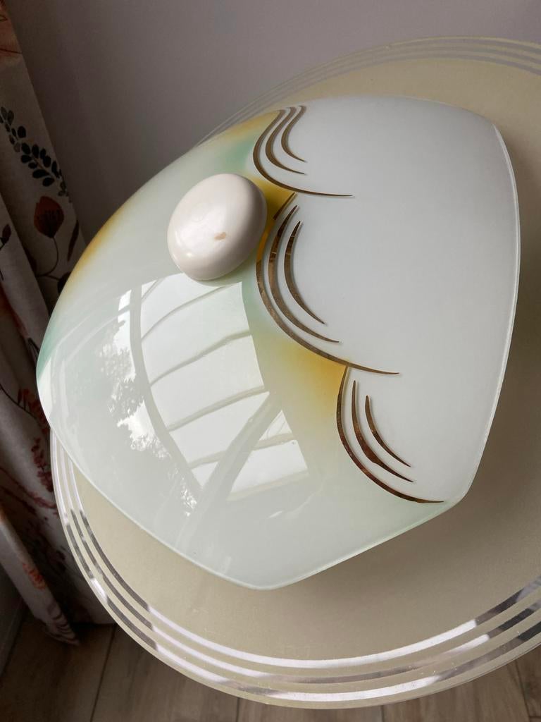 Art deco schaallamp, vintage, laatste prijsverlaging, Huis en Inrichting, Lampen | Plafondlampen, Ophalen, Gebruikt, Glas, Art Deco