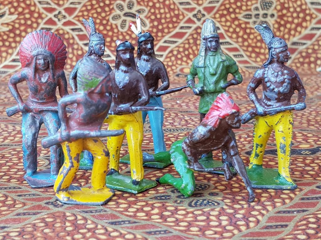 16 cowboys en Indianen oud speelgoed uit Engeland van tin., Antiek en Kunst, Ophalen of Verzenden