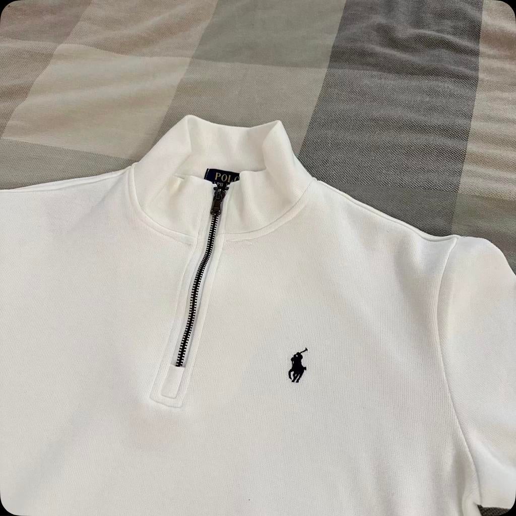 Ralph Lauren Witte Quarter Zip Trui, Ophalen of Verzenden, Zo goed als nieuw, Maat 48/50 (M), Wit