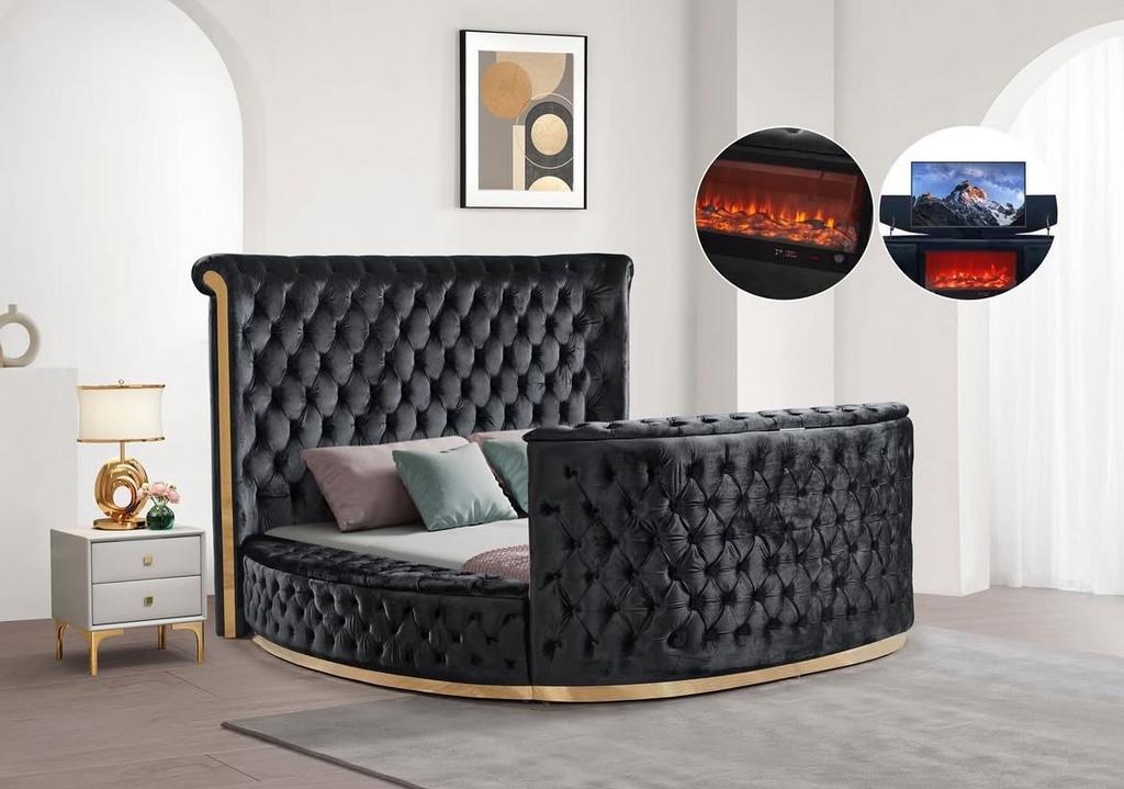 PRACHTIGE RONDE BEDDEN MET SFEERHAARD EN TV LIFT !! 995,-, Overige materialen, Verzenden, Overige maten, Nieuw
