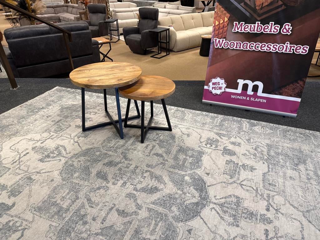 Salontafel set 2-Delig Puca Mango Direct/Leverbaar E-7239, Minder dan 50 cm, Rond, Nieuw, Minder dan 50 cm