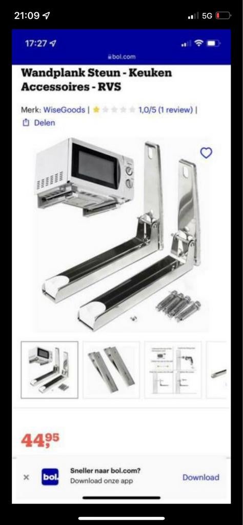Nieuwe Magnetron Beugel - Steun voor Magnetron, Minder dan 50 cm, Wit, Nieuw, Ophalen of Verzenden