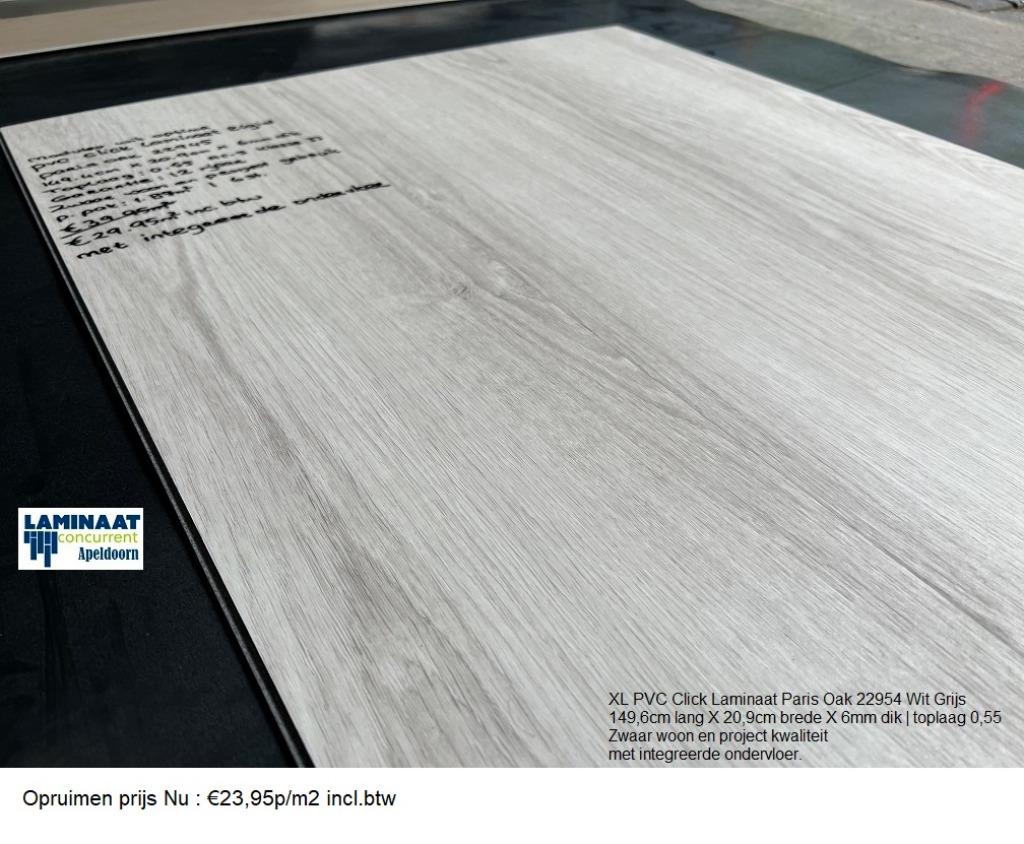 Pvc click Wit Paris Eik 6mm met integreerde ondervloer, 75 m² of meer, Wit, Nieuw, Ophalen of Verzenden