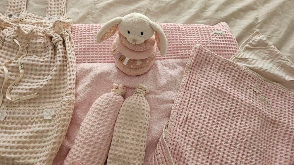Koekaset wafel licht roze/creme in goeie conditie, Kinderen en Baby's, Ophalen, Zo goed als nieuw, 100 cm of meer, Deken