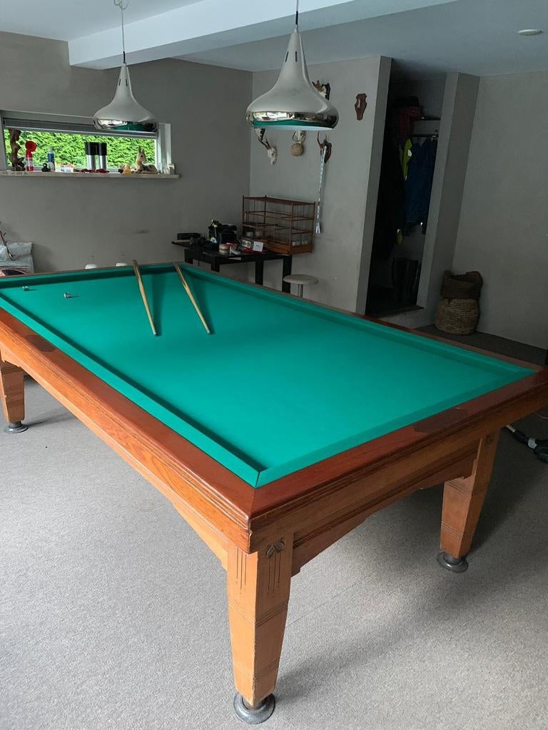 Gerestaureerd biljart,  verwarmd,  nieuwe leistenen plaat, ,, Ophalen of Verzenden, Zo goed als nieuw, Biljarttafel