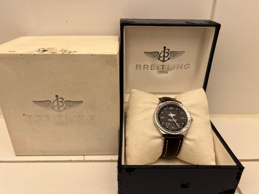 Breitling Chronospace A56012.4 Quartz, Leer, Staal, Breitling, Polshorloge