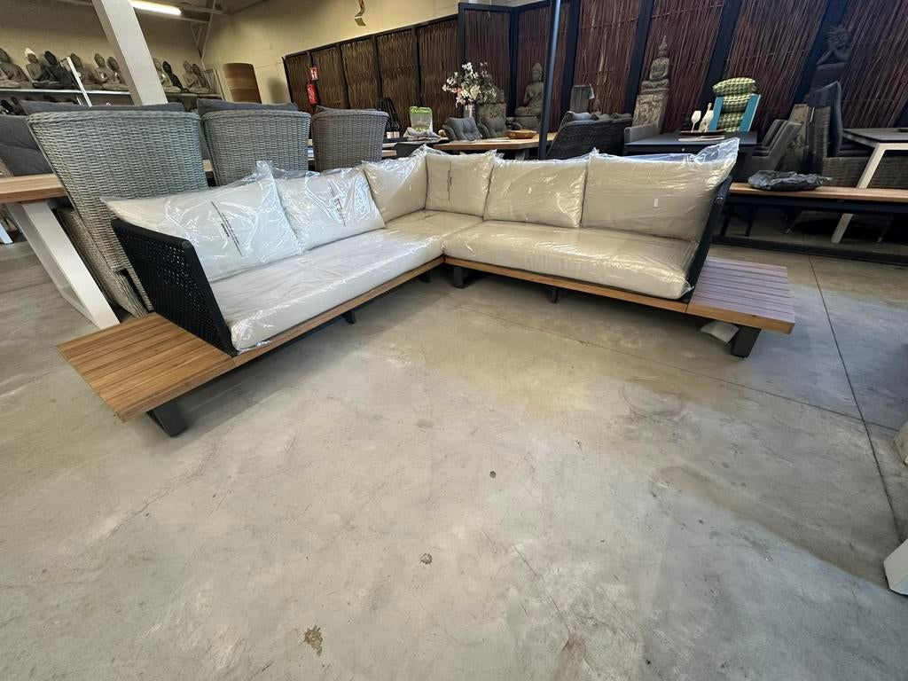 Luxe hoekloungeset Acacia & Rope antraciet sand, Tuin en Terras, Ophalen, Nieuw, Loungeset, 5 zitplaatsen