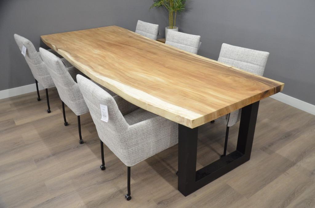 Suar Boomstamtafel 3 meter - 300 cm, 100 tot 150 cm, Ophalen of Verzenden, Metaal, Rechthoekig