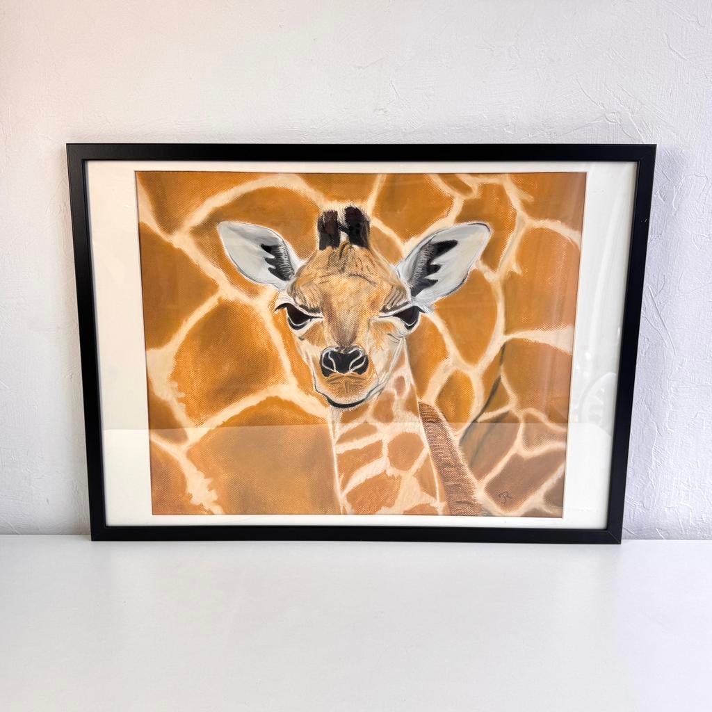 Leuk handgemaakt giraffe schilderij, S, Ophalen of Verzenden, Zo goed als nieuw, S