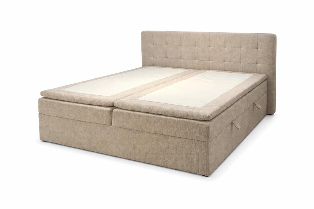 boxspring 180x200 beide japandi met opbergbox en topper!, Beige, Ophalen of Verzenden, 180 cm, 200 cm