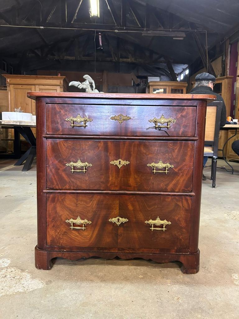 Antiek mahonie commode, Ophalen, Gebruikt, 50 tot 100 cm, 3 of 4 laden