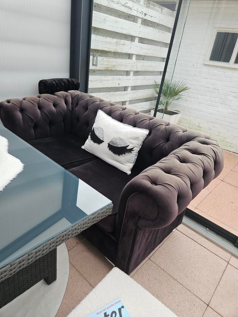 Zwart 2x3 chester bamstel voor 395euro, Huis en Inrichting, Ophalen, Klassiek, 75 tot 100 cm, Zo goed als nieuw