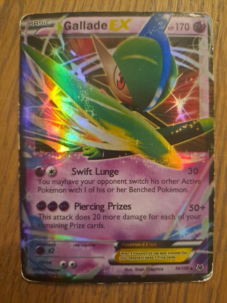 Pokémonkaart Gallade, Ophalen of Verzenden, Gebruikt, Losse kaart, Foil
