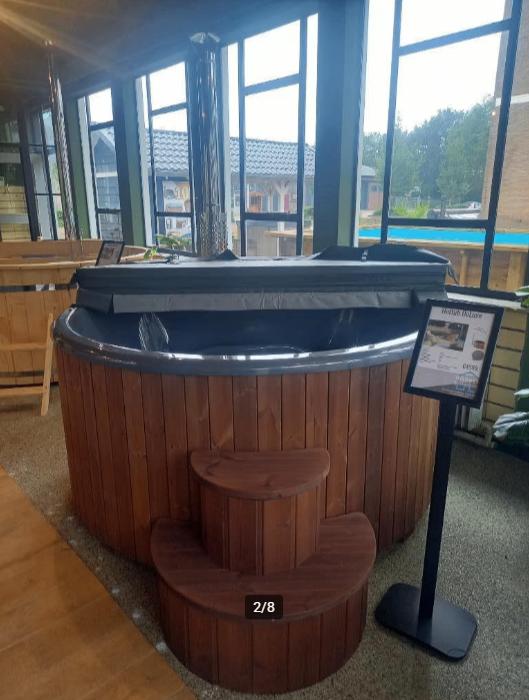 Hottub thermowood 200xH95cm Deluxe, MEGA-AANBIEDING!, Tuin en Terras, Bubbelbaden en Hottubs, Nieuw, Vast, Afdekzeil, Trap, Ophalen of Verzenden